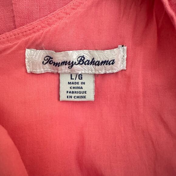 Tommy Bahama Pink Linen Shift Dress Large Sleeveless Pockets Lined Beach Resort - Picture 11 of 11
